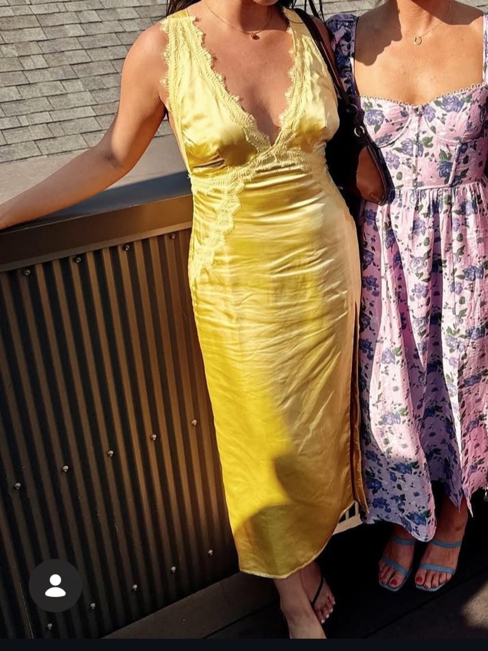 Yellow satin midi dress